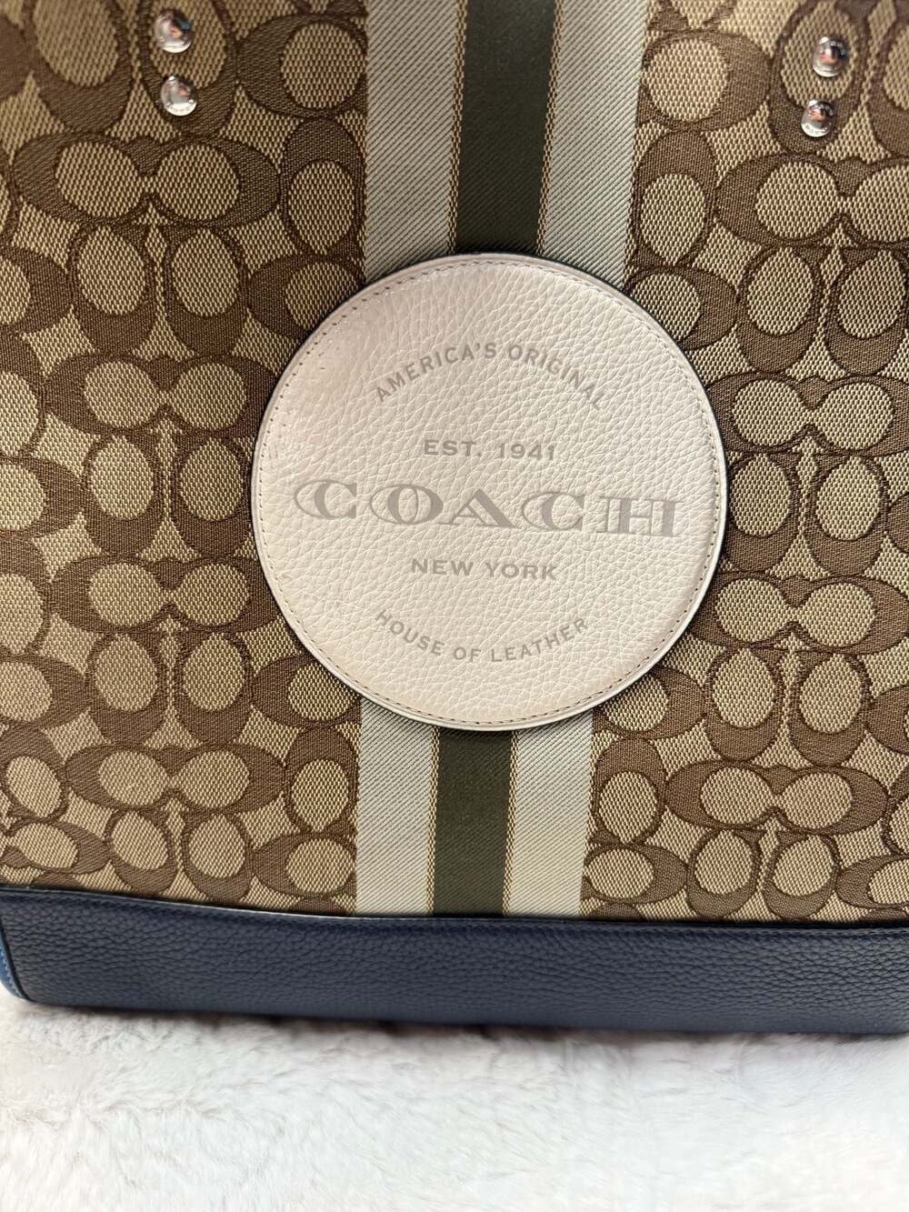 Coach Dempsey Tote 40 in Signature Jacquard with Stripe and Coach Patch